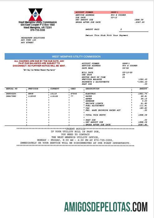 Para baixar modelo Word e PDF de projeto de lei de serviços públicos da Comissão de Utilidades Comerciais dos EUA West Memphis